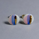 Load image into Gallery viewer, Blue purple gold earrings
