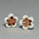Load image into Gallery viewer, Pink and gold flower earrings

