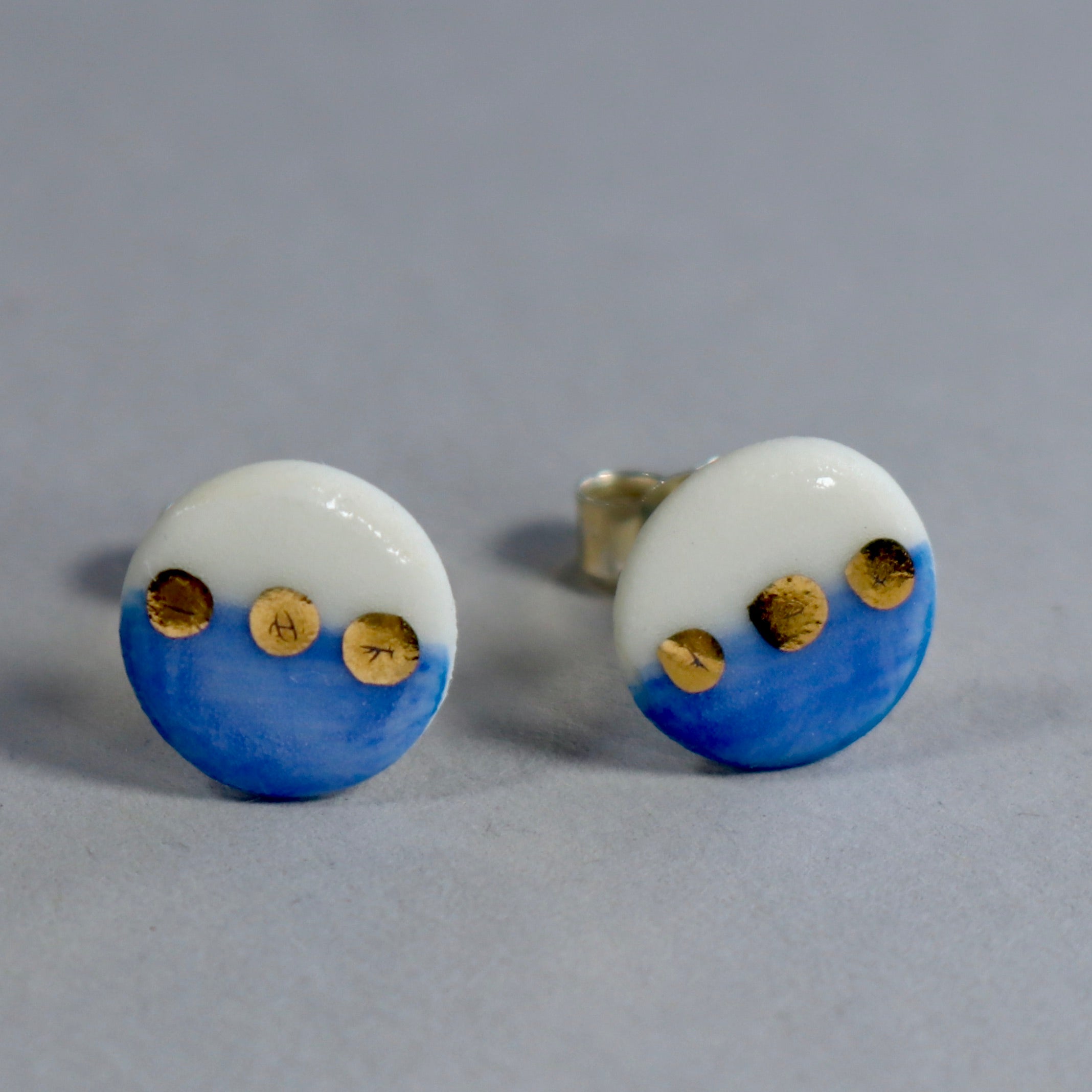 Blue horizon porcelain earrings