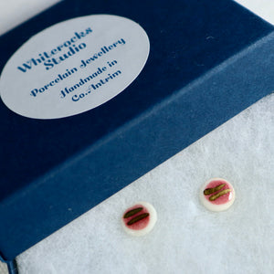 Dark pink and gold earrings