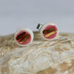 Load image into Gallery viewer, Dark pink and gold earrings
