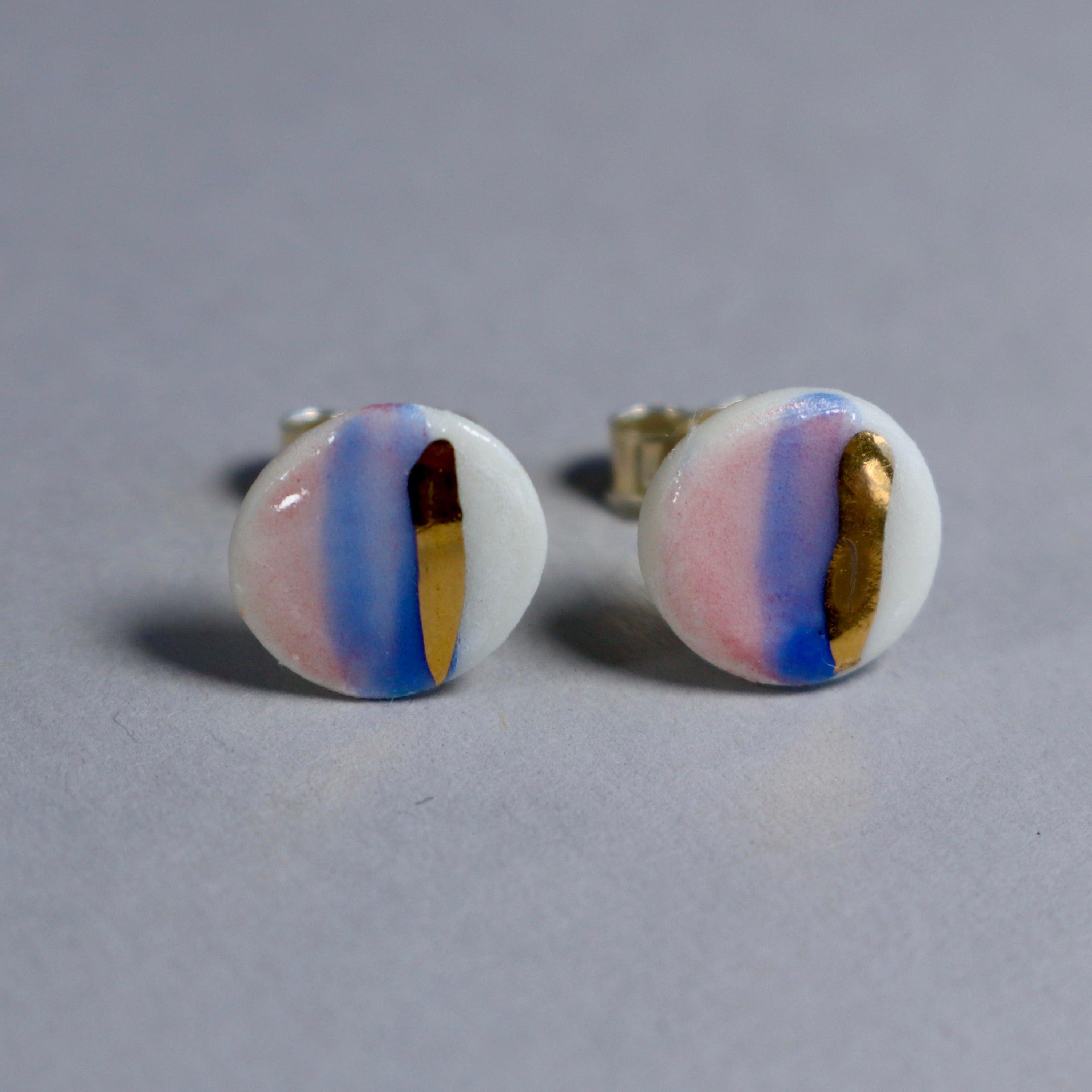 Blue purple gold earrings