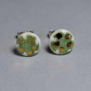 Green and gold earrings