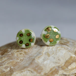 Green and gold earrings