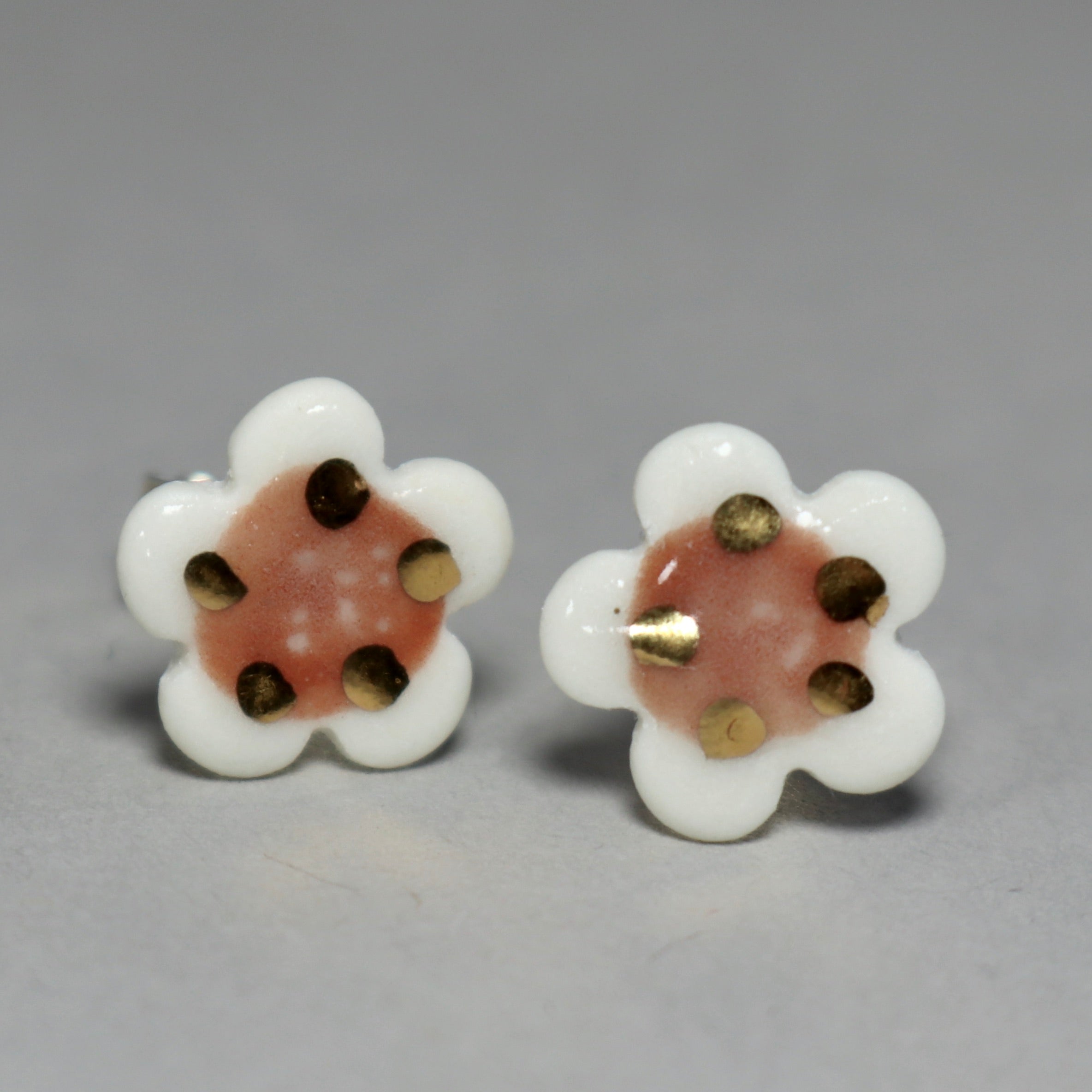 Pink and gold flower earrings