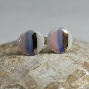 Blue purple gold earrings