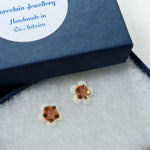 Load image into Gallery viewer, Pink and gold flower earrings
