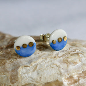Blue horizon porcelain earrings