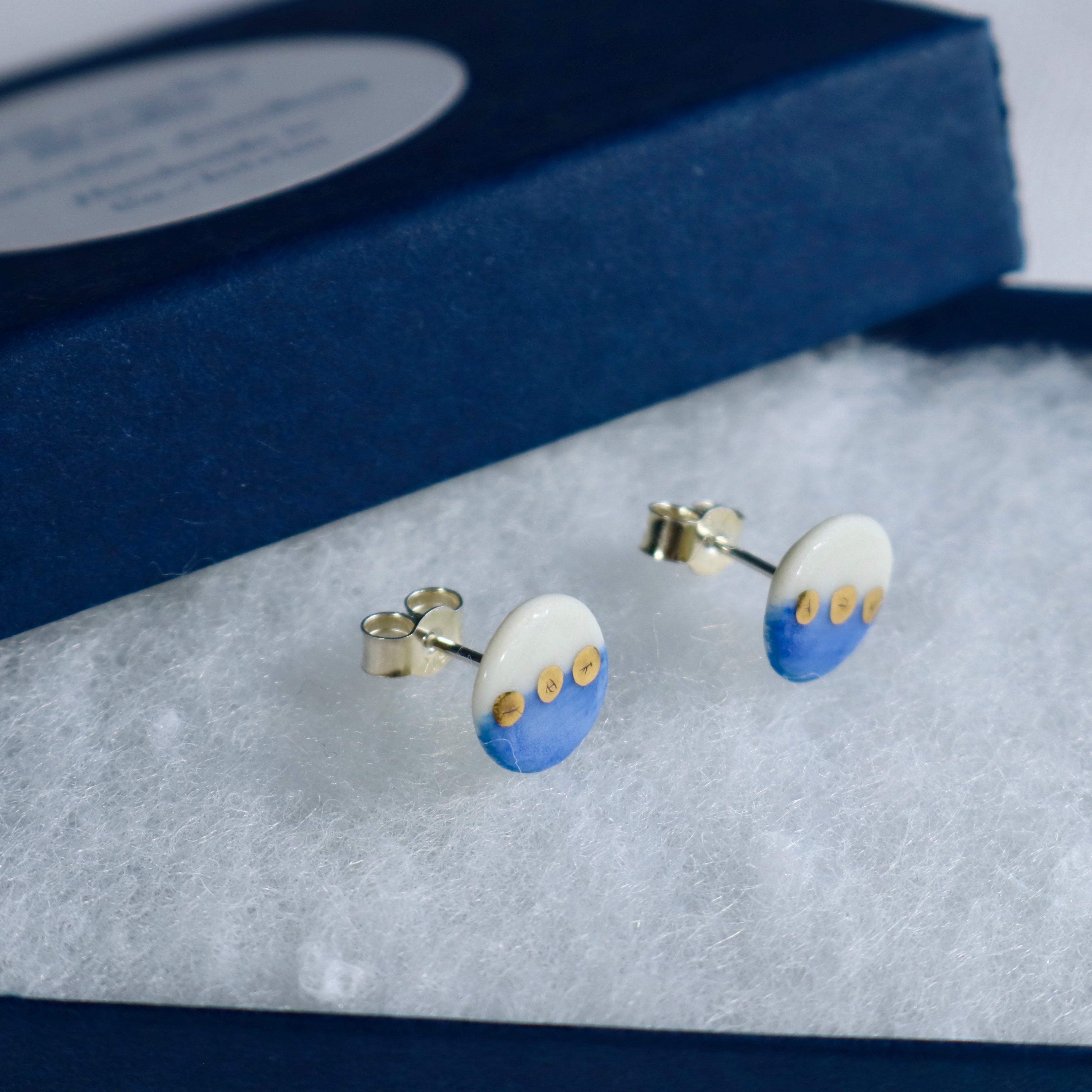 Blue horizon porcelain earrings